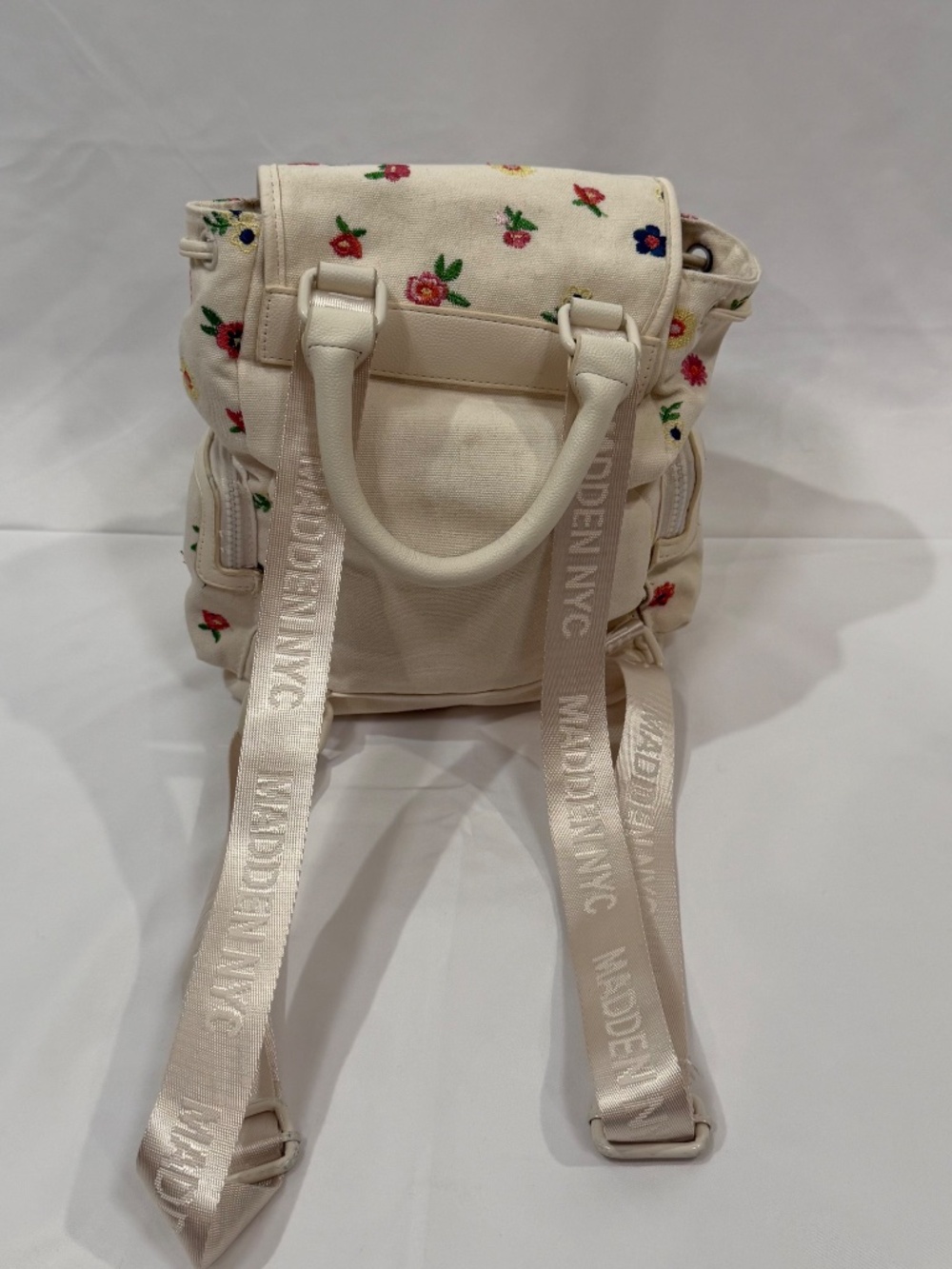 Madden NYC Floral Mini Backpack Floral Cream Canvas Cottagecore Y2K Bag - Picture 4 of 8